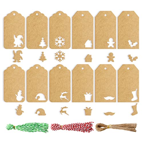 Fcnjsao 140 Stück Kraftpapier-Weihnachtsanhänger mit Bindfaden, für Feiertage, Geschenkpapier, Etikettenpaket Fcnjsao 140 Stück Kraftpapier-Weihnachtsanhänger mit Bindfaden, für Feiertage, Geschenkpapier, Etikettenpaket von Fcnjsao