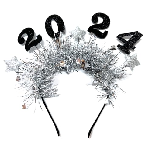 Fcnjsao 2024 Happy New Year Stirnband Hairhoop Dekoration Weihnachten Neujahr Party Foto Requisiten Haarschmuck von Fcnjsao