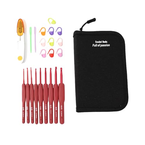 Fcnjsao 22-teiliges Häkelnadel-Set mit Aufbewahrungskoffer, Handstrick-Werkzeuge zum Stricken von Mützen, Taschen, Socken, Schals und Pullovern Fcnjsao 22-teiliges Häkelnadel-Set mit Aufbewahrungskoffer, Handstrick-Werkzeuge zum Stricken von Mützen, Taschen, Socken, Schals und Pullovern von Fcnjsao