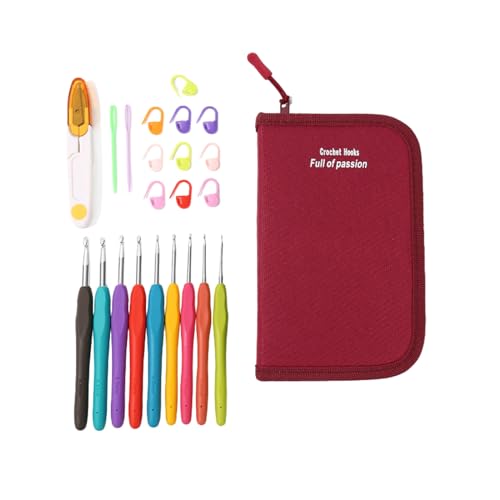 Fcnjsao 22-teiliges Häkelnadel-Set mit Aufbewahrungskoffer, Handstrick-Werkzeuge zum Stricken von Mützen, Taschen, Socken, Schals und Pullovern Fcnjsao 22-teiliges Häkelnadel-Set mit Aufbewahrungskoffer, Handstrick-Werkzeuge zum Stricken von Mützen, Taschen, Socken, Schals und Pullovern von Fcnjsao
