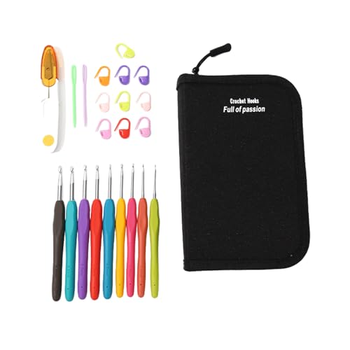 Fcnjsao 22-teiliges Häkelnadel-Set mit Aufbewahrungskoffer, Handstrick-Werkzeuge zum Stricken von Mützen, Taschen, Socken, Schals und Pullovern Fcnjsao 22-teiliges Häkelnadel-Set mit Aufbewahrungskoffer, Handstrick-Werkzeuge zum Stricken von Mützen, Taschen, Socken, Schals und Pullovern von Fcnjsao
