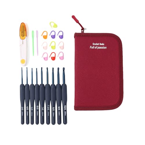 Fcnjsao 22-teiliges Häkelnadel-Set mit Aufbewahrungskoffer, Handstrick-Werkzeuge zum Stricken von Mützen, Taschen, Socken, Schals und Pullovern Fcnjsao 22-teiliges Häkelnadel-Set mit Aufbewahrungskoffer, Handstrick-Werkzeuge zum Stricken von Mützen, Taschen, Socken, Schals und Pullovern von Fcnjsao