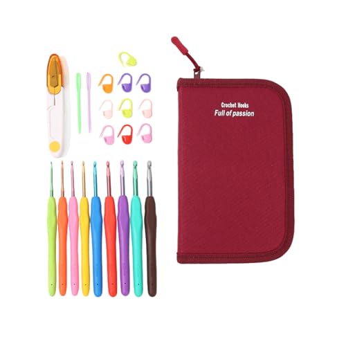 Fcnjsao 22-teiliges Häkelnadel-Set mit Aufbewahrungskoffer, Handstrick-Werkzeuge zum Stricken von Mützen, Taschen, Socken, Schals und Pullovern Fcnjsao 22-teiliges Häkelnadel-Set mit Aufbewahrungskoffer, Handstrick-Werkzeuge zum Stricken von Mützen, Taschen, Socken, Schals und Pullovern von Fcnjsao
