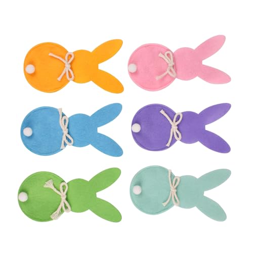 Fcnjsao 6 Stück schöne Kaninchen-Utensilienhalter, Oster-Hasen-Form, Utensilienbeutel, Aufbewahrungshalter für kreative Tischdekoration von Fcnjsao