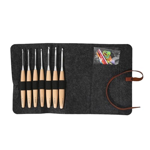 Fcnjsao 7-teiliges Häkelnadel-Set mit Holzgriff für Anfänger, ergonomische Häkelnadeln, Strickmarker, mit Aufbewahrungstasche Fcnjsao 7-teiliges Häkelnadel-Set mit Holzgriff für Anfänger, ergonomische Häkelnadeln, Strickmarker, mit Aufbewahrungstasche von Fcnjsao