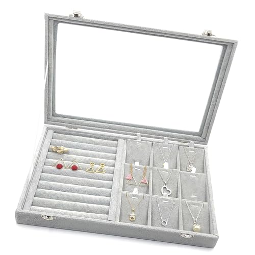 Fcnjsao Anspruchsvolle Schmuckschatulle mit Fächern, Plüsch-Schmuckbehälter, sicherer Deckel, Design-Box für sichere Verzierungen Fcnjsao Anspruchsvolle Schmuckschatulle mit Fächern, Plüsch-Schmuckbehälter, sicherer Deckel, Design-Box für sichere Verzierungen von Fcnjsao