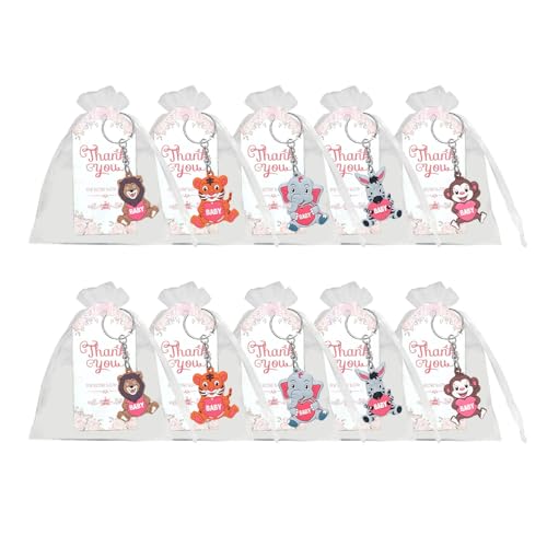 Fcnjsao Dschungeltierschlüsselkainer Zoos Animal Schlüsselanhänger Schlüsselring Mit Organza Taschen Und Dank Für Babypartys Party Erinnerungsstücke von Fcnjsao