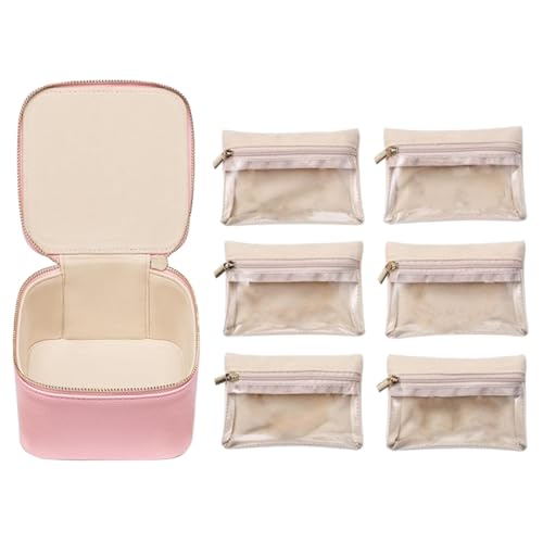 Fcnjsao Elegante Schmuckschatulle mit 6 Taschen, PU-Leder, Schmuckvitrine, modischer Schmuck, Valentinstag von Fcnjsao