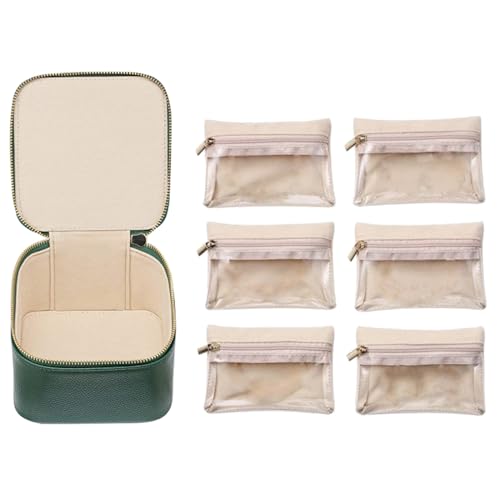 Fcnjsao Elegante Schmuckschatulle mit 6 Taschen, PU-Leder, Schmuckvitrine, modischer Schmuck, Valentinstag von Fcnjsao