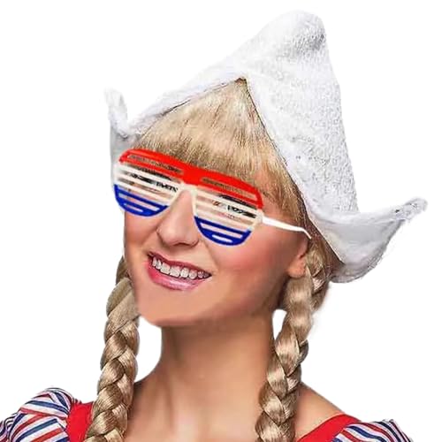 Fcnjsao Eleganter, weißer Spitzenhut, bequemer Hollandhut mit Shutter Shading Brille für Frauen, kulturelle Themenparty von Fcnjsao