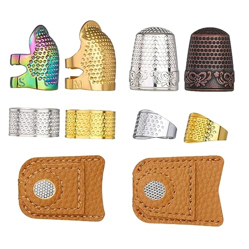 Fcnjsao Fingerhut, Leder, Münze, Fingerschutz, Nähen, Fingerhut, Ringe, verstellbare Metall-Fingerschutzringe Fcnjsao Fingerhut, Leder, Münze, Fingerschutz, Nähen, Fingerhut, Ringe, verstellbare Metall-Fingerschutzringe von Fcnjsao