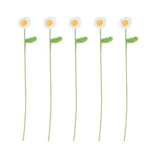Fcnjsao Häkelblumen für Tischdekoration, Hochzeitsdekoration, künstliche Kamillen, Strickblumen, Blumensträuße, 5 Stück Fcnjsao Häkelblumen für Tischdekoration, Hochzeitsdekoration, künstliche Kamillen, Strickblumen, Blumensträuße, 5 Stück von Fcnjsao