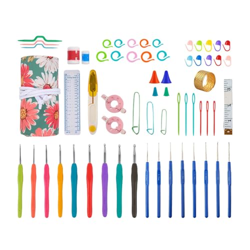 Fcnjsao Häkelnadel-Set, Häkelsets für Anfänger und Erwachsene, inklusive ergonomischer Metall-Häkelnadeln, Zubehör Fcnjsao Häkelnadel-Set, Häkelsets für Anfänger und Erwachsene, inklusive ergonomischer Metall-Häkelnadeln, Zubehör von Fcnjsao