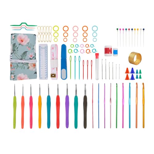 Fcnjsao Häkelnadel-Set, Häkelsets für Anfänger und Erwachsene, inklusive ergonomischer Metall-Häkelnadeln, Zubehör Fcnjsao Häkelnadel-Set, Häkelsets für Anfänger und Erwachsene, inklusive ergonomischer Metall-Häkelnadeln, Zubehör von Fcnjsao