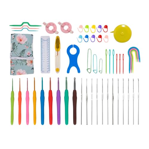 Fcnjsao Häkelnadel-Set, Häkelsets für Anfänger und Erwachsene, inklusive ergonomischer Metall-Häkelnadeln, Zubehör Fcnjsao Häkelnadel-Set, Häkelsets für Anfänger und Erwachsene, inklusive ergonomischer Metall-Häkelnadeln, Zubehör von Fcnjsao