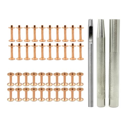 Fcnjsao Leder-Nieten-Frässtifte und Montagewerkzeug, Ledernieten, Befestigungselemente mit 3,50 mm Lochstanzwerkzeug für Gürteltaschen, 40 Sets von Fcnjsao