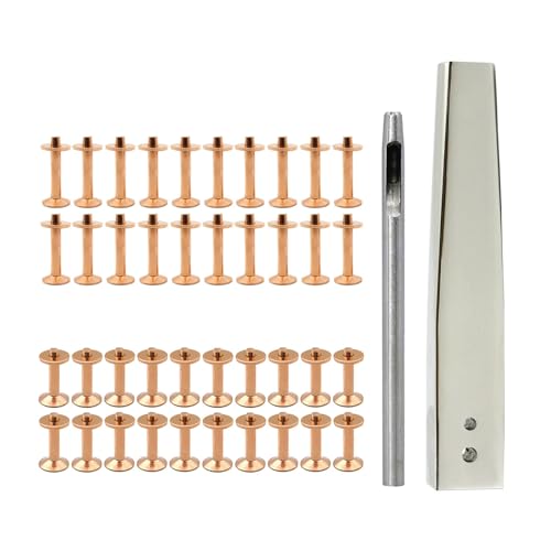 Fcnjsao Leder-Nieten-Frässtifte und Montagewerkzeug, Ledernieten, Befestigungselemente mit 3,50 mm Lochstanzwerkzeug für Gürteltaschen, 40 Sets von Fcnjsao