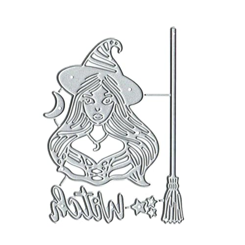 Fcnjsao Metall-Stanzformen für Halloween, Hexe, Prägeschablone für Kartenherstellung, Scrapbooking, Papierbastelvorlage Fcnjsao Metall-Stanzformen für Halloween, Hexe, Prägeschablone für Kartenherstellung, Scrapbooking, Papierbastelvorlage von Fcnjsao