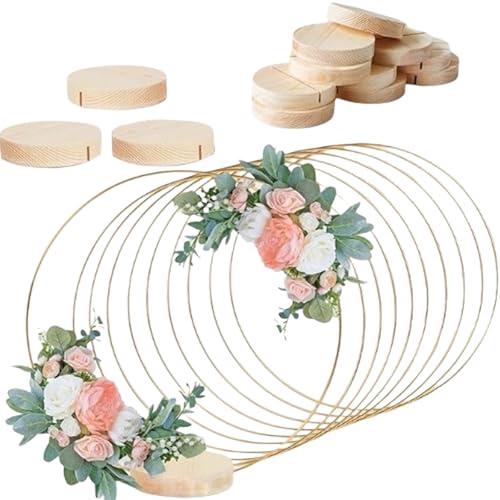 Fcnjsao Modische, stabile Metallringe mit stilvollen Holzständern für Hochzeit, Schreibtisch, Dekoration, Wandkunst und Handwerk Fcnjsao Modische, stabile Metallringe mit stilvollen Holzständern für Hochzeit, Schreibtisch, Dekoration, Wandkunst und Handwerk von Fcnjsao