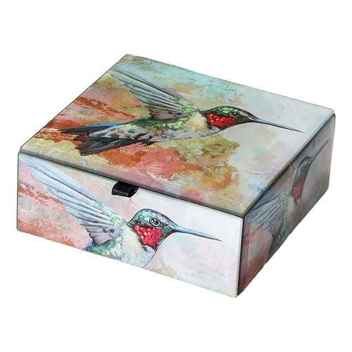 Fcnjsao Schmuckschatulle mit Kolibri-Motiv, bemalt, dekorative Schmuckschatulle mit Kolibri-Kunstwerk und Schutzfunktionen von Fcnjsao