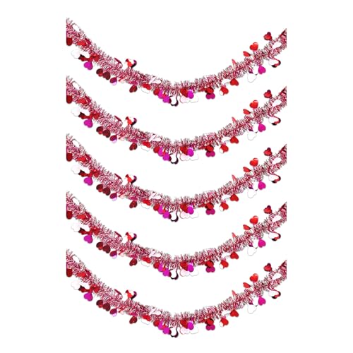 Fcnjsao Set mit 5 Herz-Luftschlangen für Valentinstag, Party, bunte Hängedekoration, Hochzeit oder Schaufensterdekoration, Ornament Fcnjsao Set mit 5 Herz-Luftschlangen für Valentinstag, Party, bunte Hängedekoration, Hochzeit oder Schaufensterdekoration, Ornament von Fcnjsao