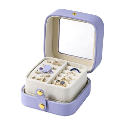Fcnjsao Staubdichte kleine Schmuckschatulle Schmuck-Organizer mit Trennwänden, elegante Ohrringe und Halsketten von Fcnjsao