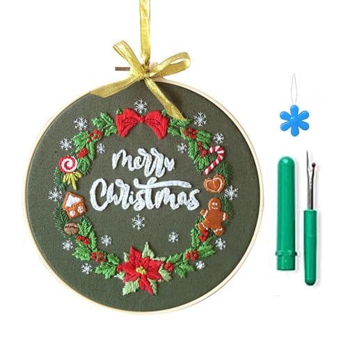 Fcnjsao Stickerei-Starter-Set mit Weihnachtsmuster, volle Auswahl an geprägten Weihnachtsverzierungen, Sticksets für Anfänger Fcnjsao Stickerei-Starter-Set mit Weihnachtsmuster, volle Auswahl an geprägten Weihnachtsverzierungen, Sticksets für Anfänger von Fcnjsao