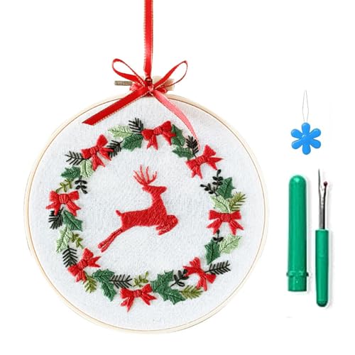 Fcnjsao Stickerei-Starter-Sets mit Weihnachtsmuster, volle Auswahl an geprägten Weihnachtsverzierungen, Sticksets für Anfänger Fcnjsao Stickerei-Starter-Sets mit Weihnachtsmuster, volle Auswahl an geprägten Weihnachtsverzierungen, Sticksets für Anfänger von Fcnjsao
