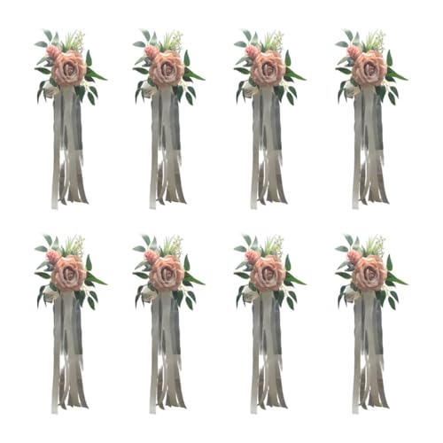 Fcnjsao Stuhlrückenverzierung mit künstlichen Blumen und Bändern, einfach zu installieren, Kirchendekoration, Hochzeitszubehör, 6 Stück Fcnjsao Stuhlrückenverzierung mit künstlichen Blumen und Bändern, einfach zu installieren, Kirchendekoration, Hochzeitszubehör, 6 Stück von Fcnjsao