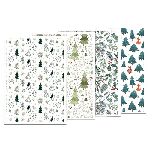 Fcnjsao Ton-Transferpapier für Weihnachten, Ton, Transferpapier, 95 x 138 mm, wasserlöslich, zur Herstellung von Ohrringen, 4 Stück von Fcnjsao