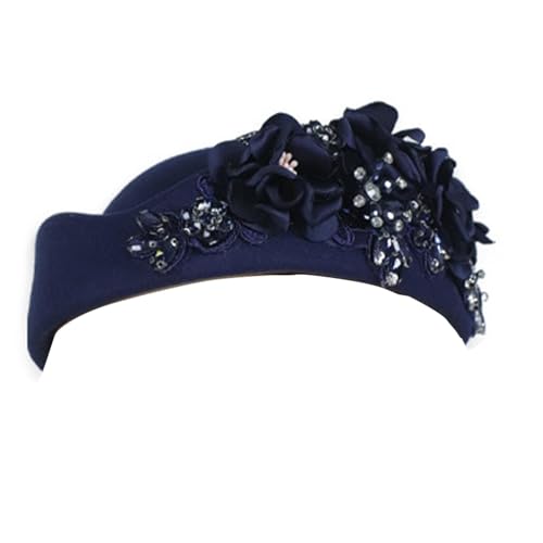 Fcnjsao Verstellbare Unisex-Mütze, bestickte Details, britischer Vintage-Stil, ästhetisch, weiche Kopfgröße, Unisex, mit Schmucksteinen von Fcnjsao