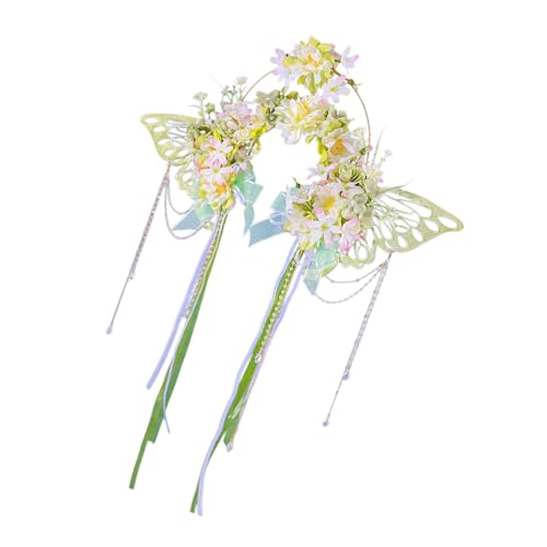 Handgefertigter Blumenkranz aus Seide mit eleganten Quasten, modisches Accessoire für Brautpartys und traditionelle Festivals Handgefertigter Blumenkranz aus Seide mit eleganten Quasten, modisches Accessoire für Brautpartys und traditionelle Festivals von Fcnjsao