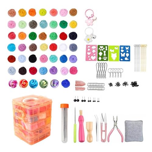 Nadelfilz-Starter-Kits, 36/48 Farben, Tierwolle, Bastelbedarf, Nadelfilz-Kits zum Basteln von Fcnjsao