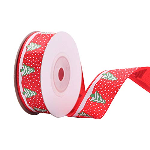 Ripsband mit Weihnachtsbaum-Schneeflocken-Druck, für Bastelarbeiten, Geschenkverpackungen, Dekoration, Weihnachtsdekorationen, Abstand unter 5 cm, 10 Rollen, 9,1 m von Fcnjsao