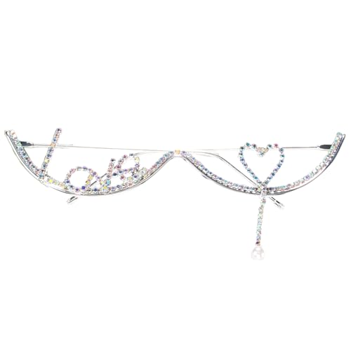 Strass-Gesichtskette, Brille für Damen, Teenager, Mädchen, Foto-Requisiten, halber Rahmen, Brillen, Gesichtsschmuck für Party-Fotoshootings Strass-Gesichtskette, Brille für Damen, Teenager, Mädchen, Foto-Requisiten, halber Rahmen, Brillen, Gesichtsschmuck für Party-Fotoshootings von Fcnjsao