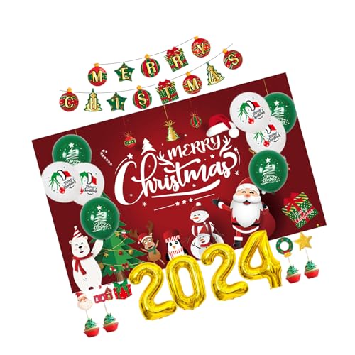 Weihnachtsmotiv-Dekoration, Luftballon, dekorativer Zugbuchstaben, Kucheneinsatz, Latexballon-Set, Heim-Party-Dekoration, Weihnachtsfeierzubehör von Fcnjsao
