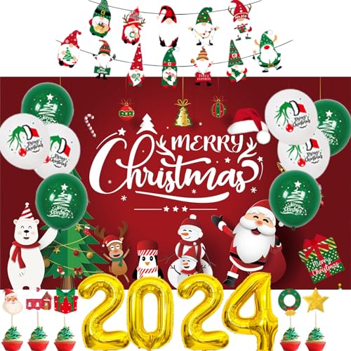 Weihnachtsmotiv-Dekoration, Luftballon, dekorativer Zugbuchstaben, Kucheneinsatz, Latexballon-Set, Heim-Party-Dekoration, Weihnachtsfeierzubehör von Fcnjsao