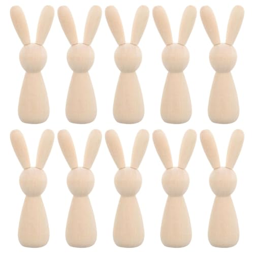 Fcuajdkq 10 Stück Hasenfigur aus Holz, unlackiert, unlackiert, Basteln, Handarbeiten, Osterdekoration Fcuajdkq 10 Stück Hasenfigur aus Holz, unlackiert, unlackiert, Basteln, Handarbeiten, Osterdekoration von Fcuajdkq