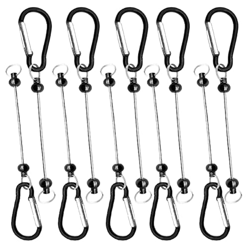 Fcuajdkq 10 Stück Schlüsselanhänger mit Perlen, kleine Karabiner-Clips, Schlüsselanhänger mit Perlen für Bastelarbeiten (ohne Perlen), Schwarz von Fcuajdkq