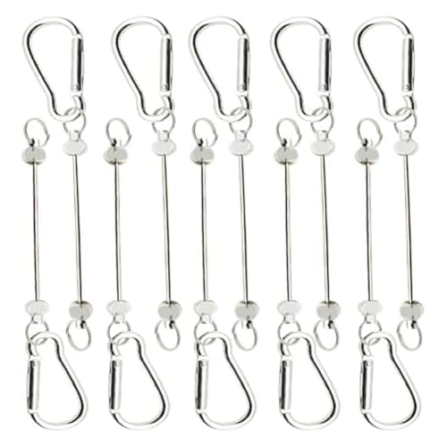 Fcuajdkq 10 Stück Schlüsselanhänger mit Perlen, kleine Karabiner-Clips, Schlüsselanhänger mit Perlen für Bastelarbeiten (ohne Perlen), silberfarben von Fcuajdkq
