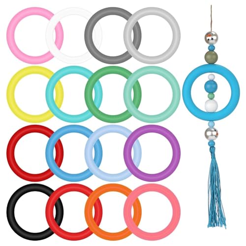 Fcuajdkq 16 O-Ringe mit Silikonperlen, Silikonperlenring, 65 mm, runde Silikonschleife für Schmuck, Basteln, Halsketten Fcuajdkq 16 O-Ringe mit Silikonperlen, Silikonperlenring, 65 mm, runde Silikonschleife für Schmuck, Basteln, Halsketten von Fcuajdkq