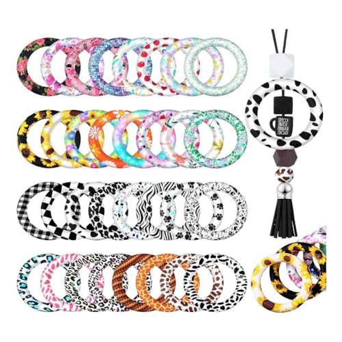 Fcuajdkq 32 Stück Silikonperlen-Ringe, runder Silikonring, 65 mm, DIY, Halskette, Schmuckherstellung, Anhänger Fcuajdkq 32 Stück Silikonperlen-Ringe, runder Silikonring, 65 mm, DIY, Halskette, Schmuckherstellung, Anhänger von Fcuajdkq