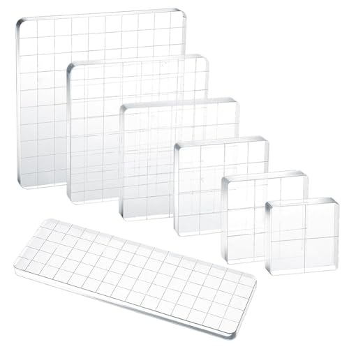 Fcuajdkq 7 Stück Acryl-Stempelblöcke, Stempelblock, Werkzeug-Set, verschiedene Größen mit Rasterlinien für Scrapbook Crafts Karten Fcuajdkq 7 Stück Acryl-Stempelblöcke, Stempelblock, Werkzeug-Set, verschiedene Größen mit Rasterlinien für Scrapbook Crafts Karten von Fcuajdkq