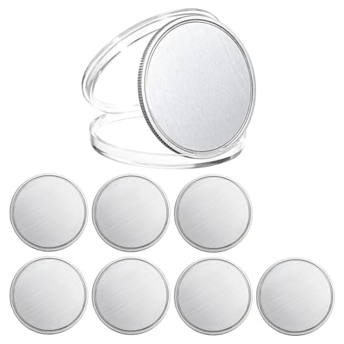 Fcuajdkq 8 Herausforderungsmünzen zum Gravieren, 4,1 cm (1,6 Zoll), mit silberfarbener Acryl-Schutzhülle von Fcuajdkq
