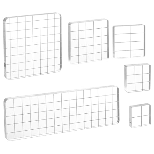 Fcuajdkq Acryl-Stempelblock, transparentes Stempelkissen mit Rasterlinie, Dekoration, Stempelplattform, Stanzwerkzeug-Set für Kartenherstellung Fcuajdkq Acryl-Stempelblock, transparentes Stempelkissen mit Rasterlinie, Dekoration, Stempelplattform, Stanzwerkzeug-Set für Kartenherstellung von Fcuajdkq