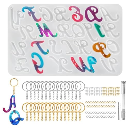 Fcuajdkq Buchstabenform mit Löchern, große Buchstabenform aus Epoxidharz und Zubehör für die Herstellung von Schlüsselanhängern Fcuajdkq Buchstabenform mit Löchern, große Buchstabenform aus Epoxidharz und Zubehör für die Herstellung von Schlüsselanhängern von Fcuajdkq