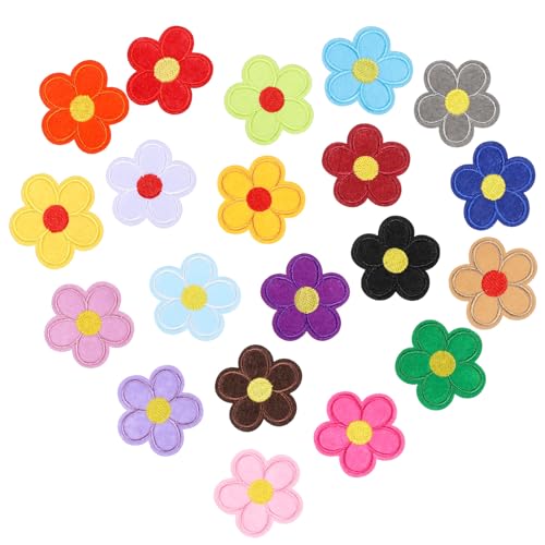 20 Stück Blumen zum Aufbügeln, 5 cm, 5 Blütenblätter, bestickte Applikation, zum Aufnähen oder Aufbügeln, bunte Stoffflicken für Kleidung, klein, niedlich, DIY Patch für Jacken, Jeans, Taschen 20 Stück Blumen zum Aufbügeln, 5 cm, 5 Blütenblätter, bestickte Applikation, zum Aufnähen oder Aufbügeln, bunte Stoffflicken für Kleidung, klein, niedlich, DIY Patch für Jacken, Jeans, Taschen von FdcLixuvol