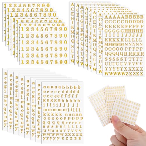 21 Blätter Buchstaben Zahlen Aufkleber Kleine Buchstabenaufkleber Selbstklebende Groß Und Klein Buchstaben Aufkleber Mini Gold Buchstabenaufkleber für DIY Handgemachte Scrapbooking von FdcLixuvol