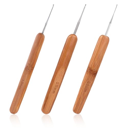 3 Stück Häkelnadeln, Dreadlock-Haken Dreadlocks Häkelnadel (0.5 mm/0.75 mm/1 mm) für Haare, Dreadlock Extension Crochet Set, für Dreadlocks, Zöpfe, Perücken und Mehr, DIY Braid Craft, 1 Haken von FdcLixuvol