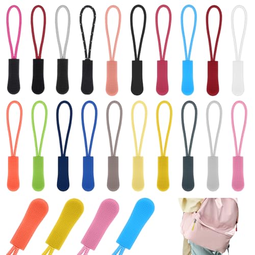 50 Stück Bunte Reißverschluss Anhänger, 25 Farben Nylon-Kordelverlängerung, Dekorative Reißverschluss-Zipper Ersatz Für Handtaschen, Rucksäcke, Gepäck, Kleider, Geldbörsen, Jacken von FdcLixuvol